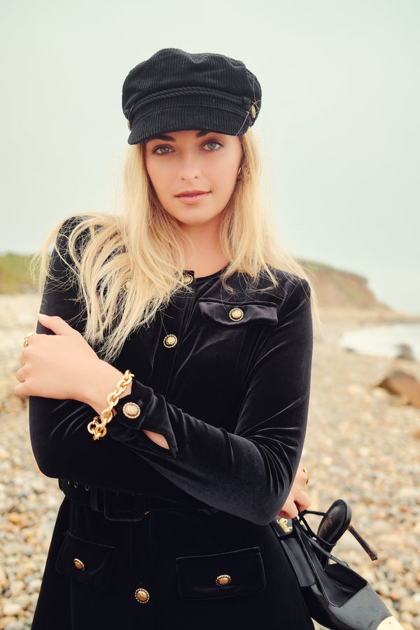 VELVET BELTED MAXI- BLACK