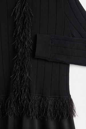 KNIT FRINGE SET-BLACK