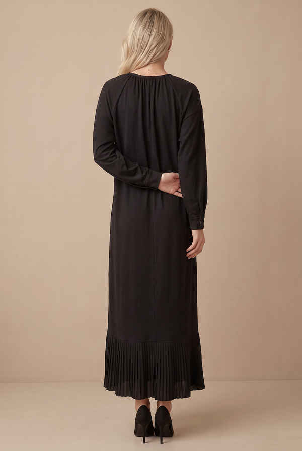 DRAWSTRING FLOUNCE MAXI-BLACK