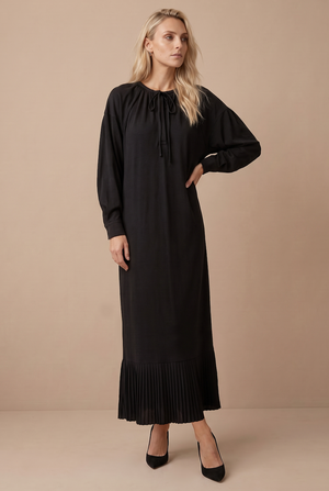 DRAWSTRING FLOUNCE MAXI-BLACK