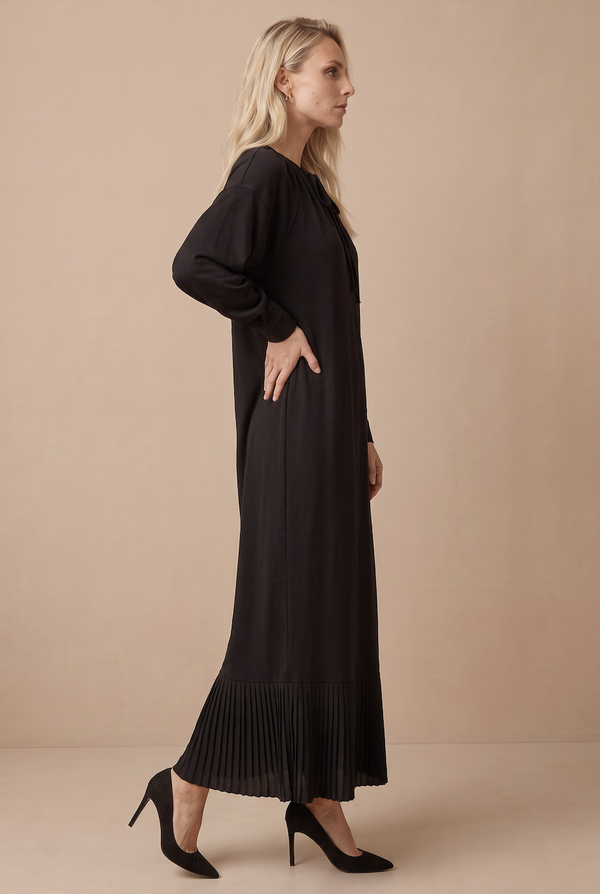 DRAWSTRING FLOUNCE MAXI-BLACK