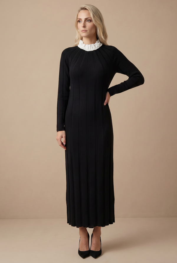 RUFFLE NECK KNIT MAXI