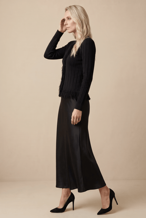 KNIT FRINGE SET-BLACK
