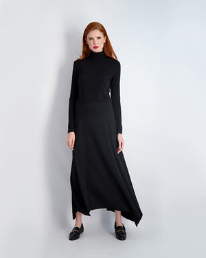 PONTE DIP SKIRT-BLACK