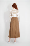 LYOCELL STITCH SKIRT-TAN