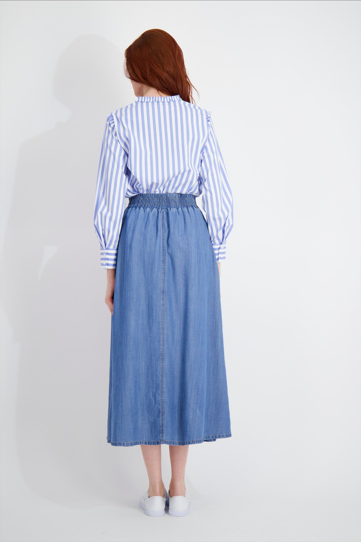 LYOCELL STITCH SKIRT-DENIM