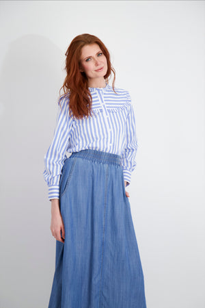 STRIPE BLOUSE-BLUE