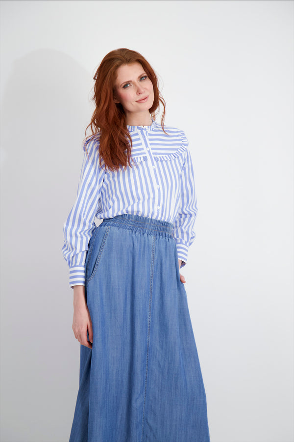 STRIPE BLOUSE-BLUE