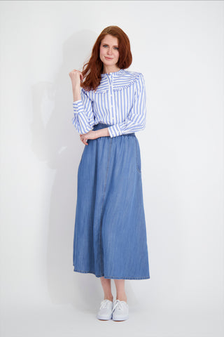 LYOCELL STITCH SKIRT-DENIM