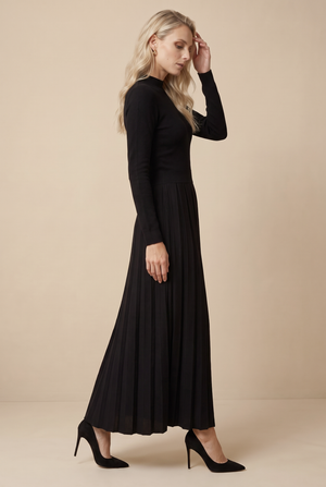 BOX PLEAT MAXI SET-BLACK