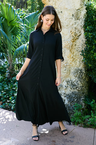 BUTTON FRONT MAXI-BLACK- Coming Soon!