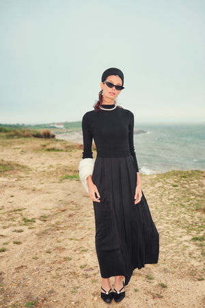 BOX PLEAT MAXI SET-BLACK
