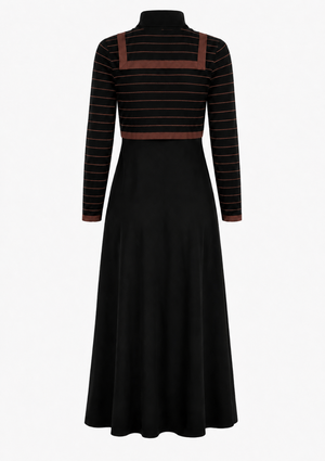 SELENA COLLARED OVERLAY MAXI-BLACK/BROWN
