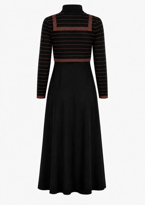 SELENA COLLARED OVERLAY MAXI-BLACK/BROWN
