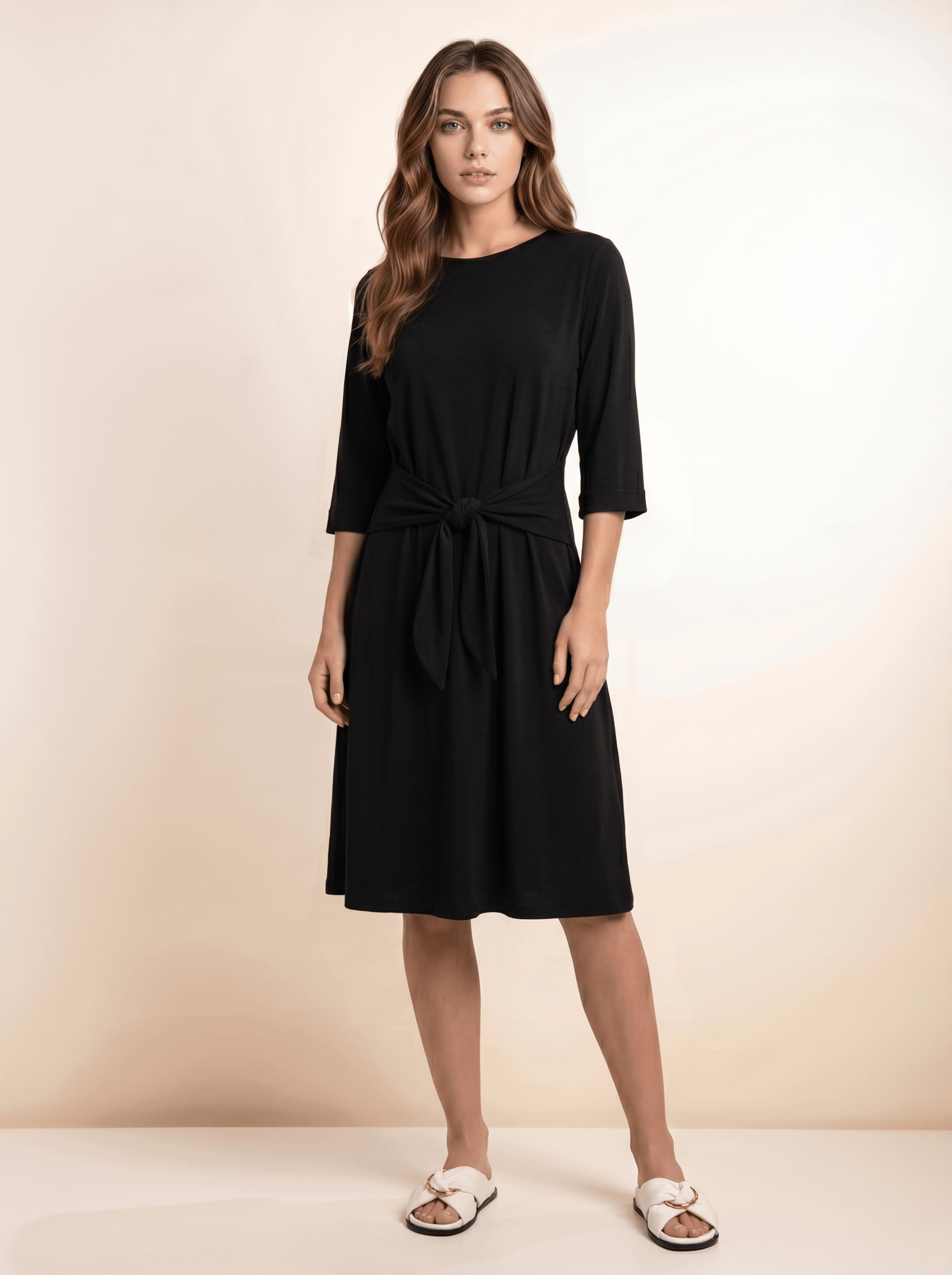 TIE SWIM DRESS-BLACK Black / L