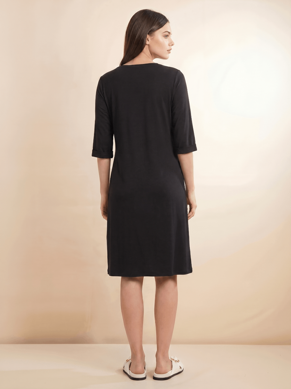 TIE SWIM DRESS-BLACK