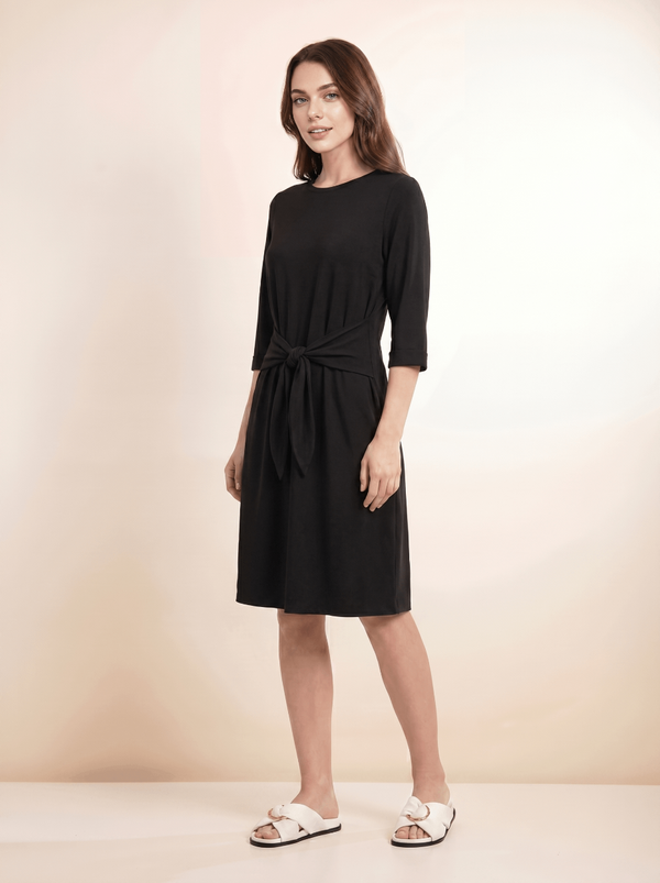 TIE SWIM DRESS-BLACK
