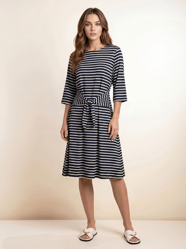 TIE SWIM DRESS-STRIPED