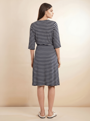 TIE SWIM DRESS-STRIPED