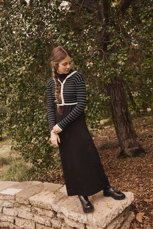 SELENA COLLARED OVERLAY MAXI-BLACK/IVORY
