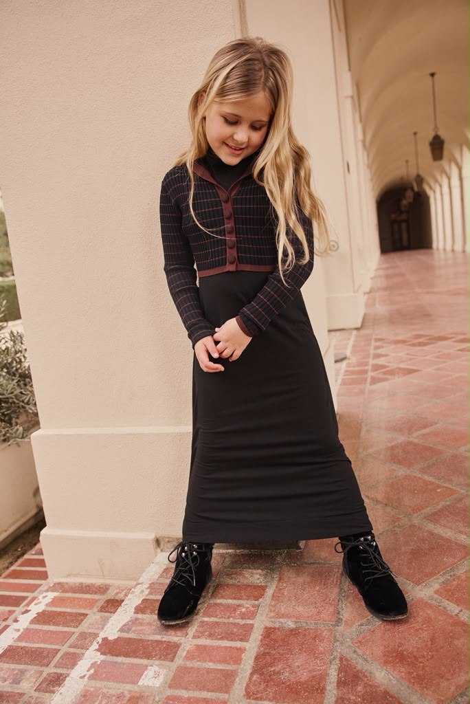SELENA COLLARED OVERLAY MAXI-BLACK/BROWN