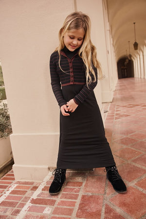 SELENA COLLARED OVERLAY MAXI-BLACK/BROWN
