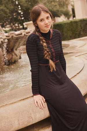 SELENA COLLARED OVERLAY MAXI-BLACK/BROWN