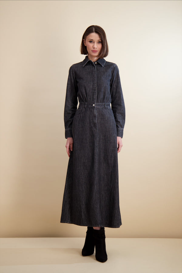 DENIM UTILITY DRESS-BLACK DENIM