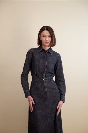 DENIM UTILITY DRESS-BLACK DENIM