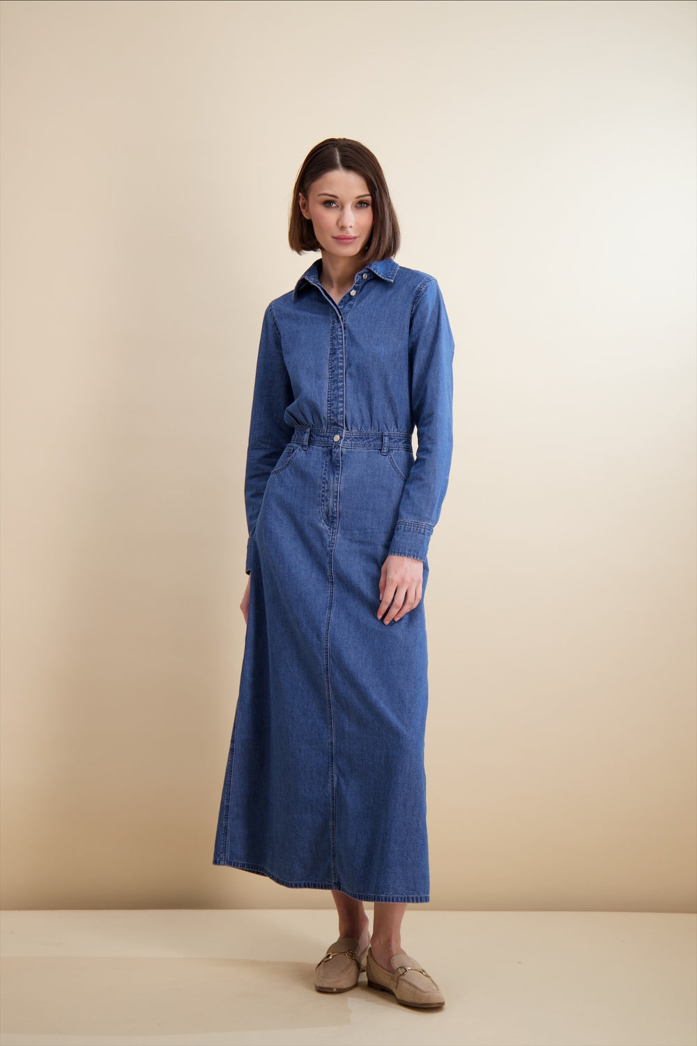 DENIM UTILITY DRESS-BLUE DENIM