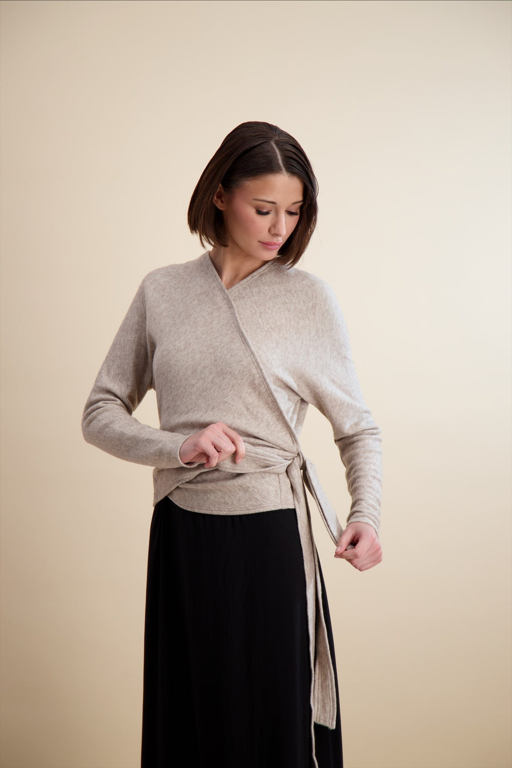 WRAP OVERLAY MAXI-OATMEAL