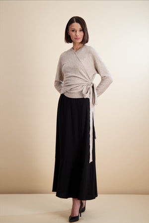 WRAP OVERLAY MAXI-OATMEAL