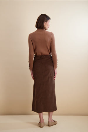 ESSENTIAL CORDUROY SKIRT-TAN