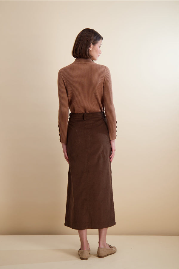 ESSENTIAL CORDUROY SKIRT-TAN