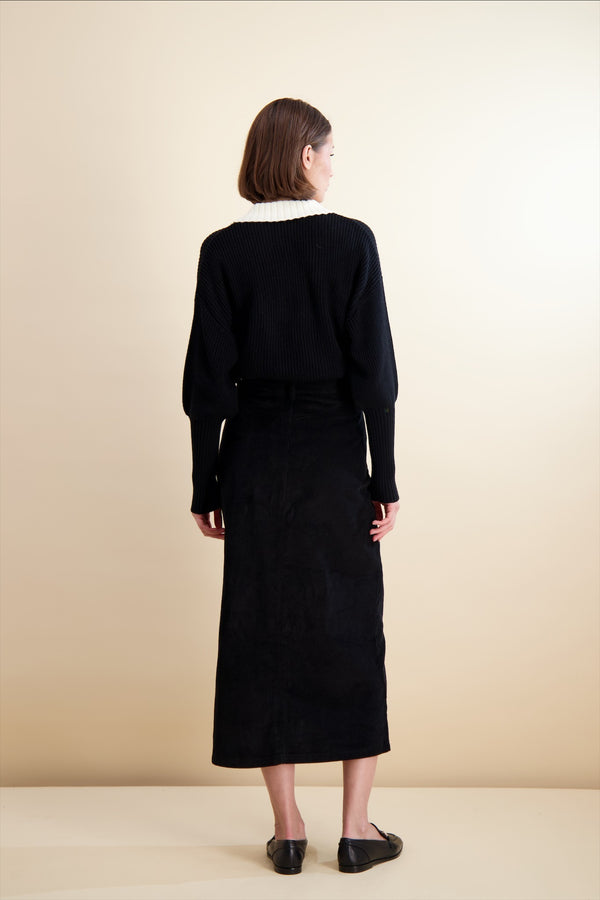ESSENTIAL CORDUROY SKIRT-BLACK