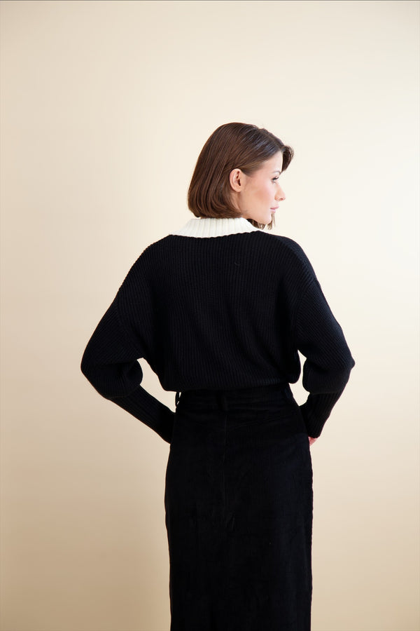 KNIT COLLARED HENLEY