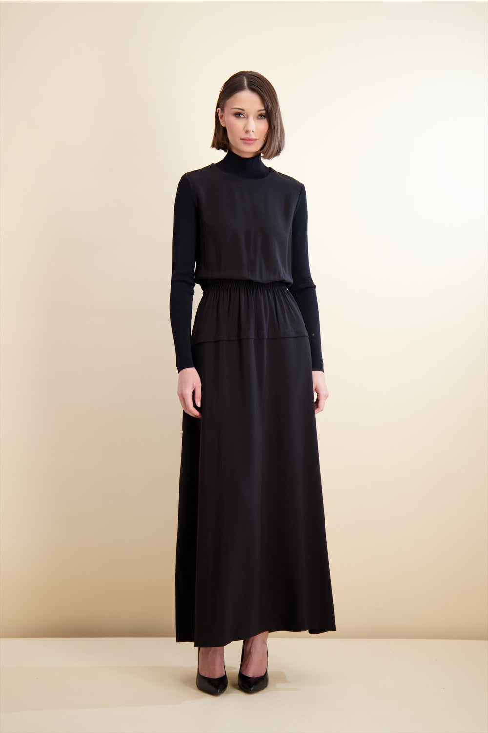 MOCK NECK CINCHED MAXI