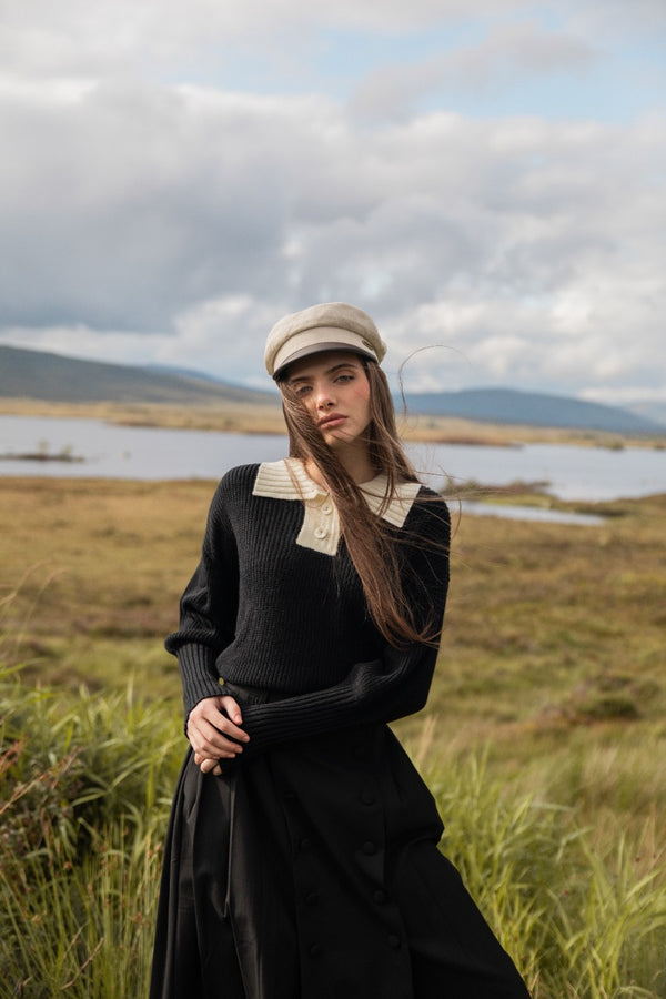 KNIT COLLARED HENLEY