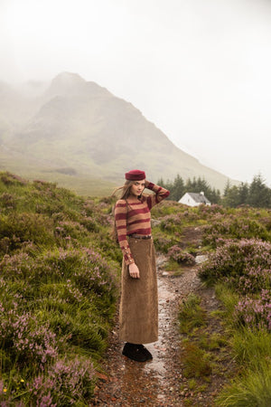 ESSENTIAL CORDUROY SKIRT-TAN