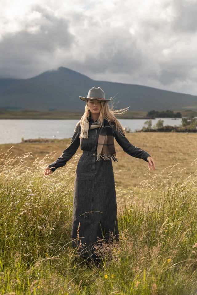 DENIM UTILITY DRESS-BLACK DENIM