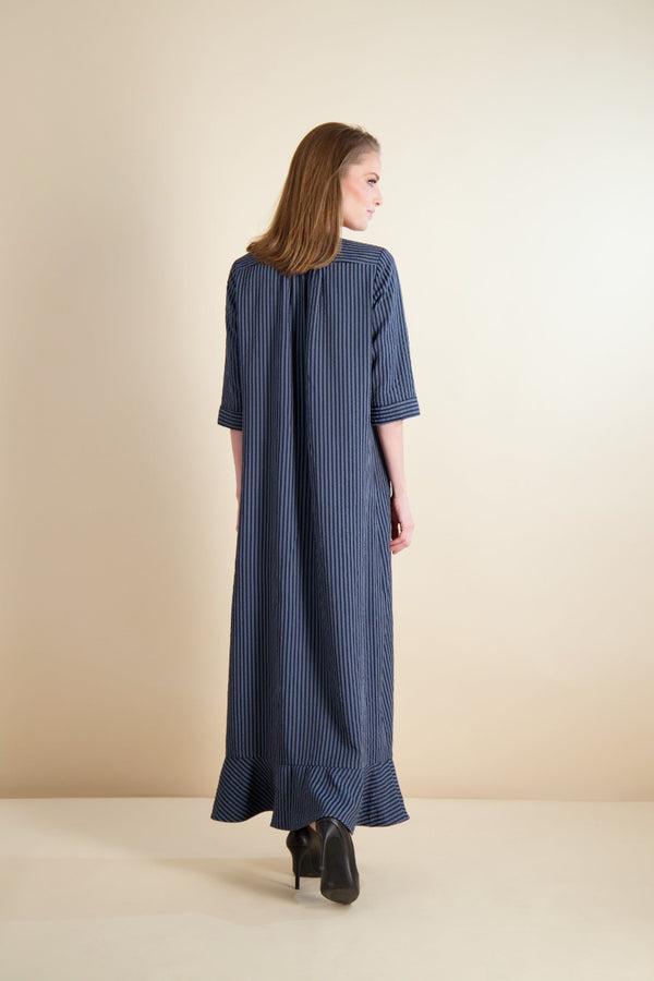 BUTTON FRONT MAXI -SEERSUCKER