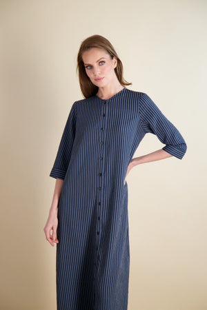 BUTTON FRONT MAXI -SEERSUCKER