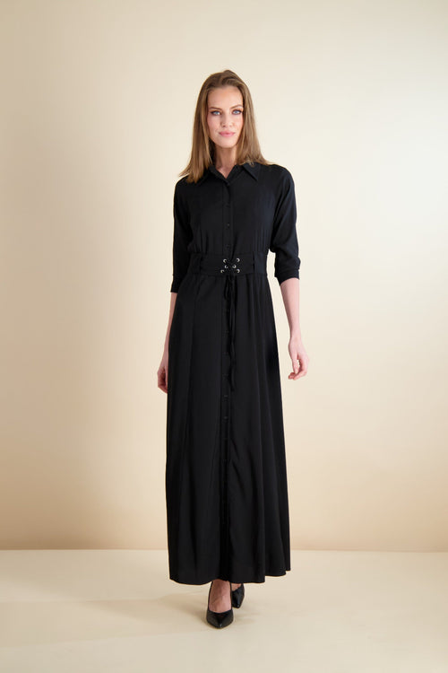 LACED WAIST MAXI-BLACK