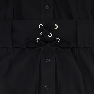 LACED WAIST MAXI-BLACK