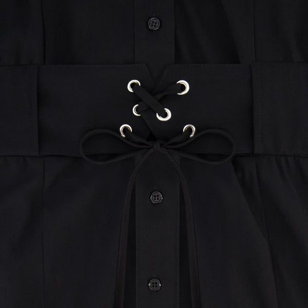 LACED WAIST MAXI-BLACK