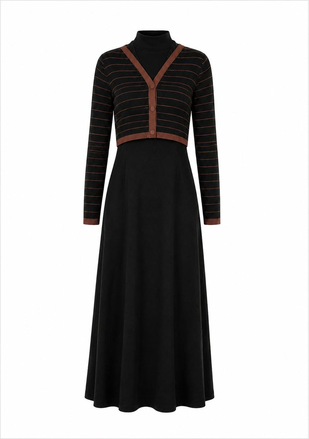 SELENA COLLARED OVERLAY MAXI-BLACK/BROWN