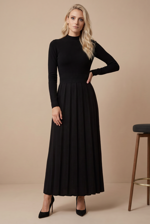 BOX PLEAT MAXI SET-BLACK