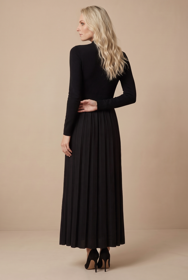 BOX PLEAT MAXI SET-BLACK