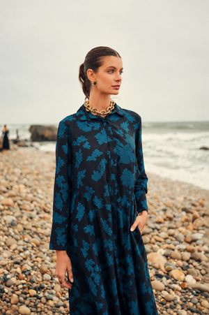 BUTTON FRONT SWING MAXI-PRINT
