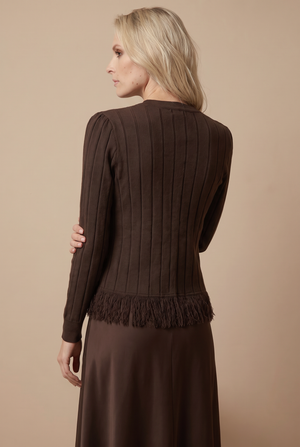 KNIT FRINGE SET-BROWN